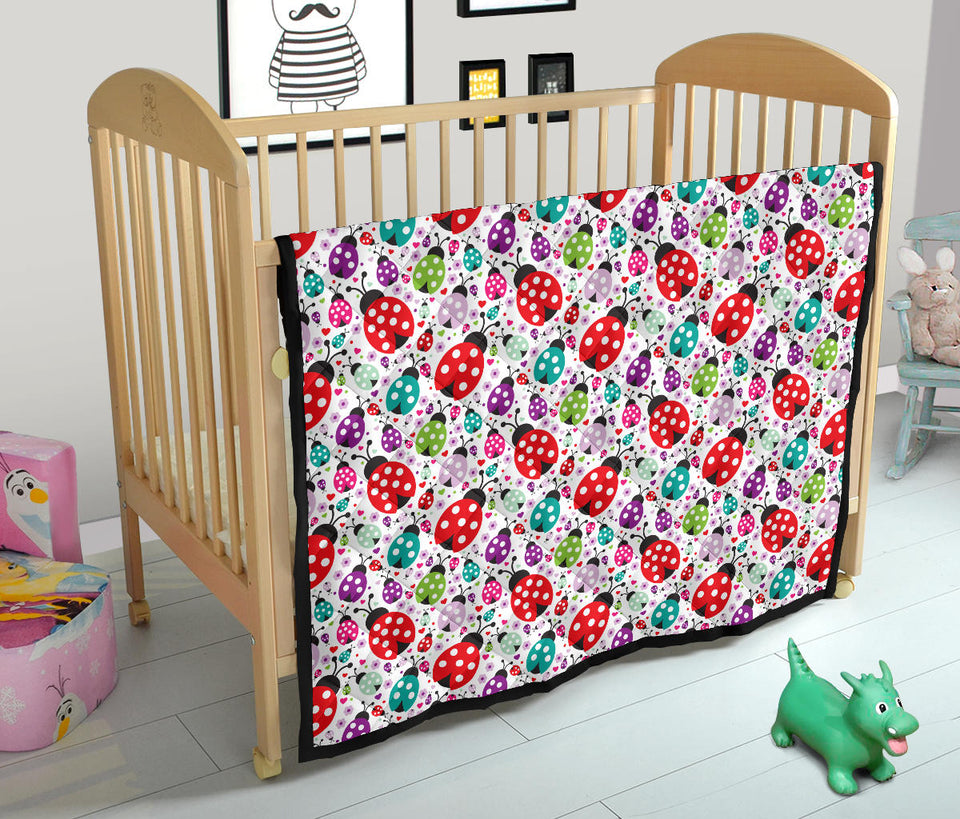 Ladybug Pattern Print Design 03 Premium Quilt