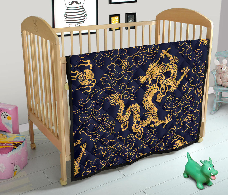 Gold Dragon Pattern Premium Quilt