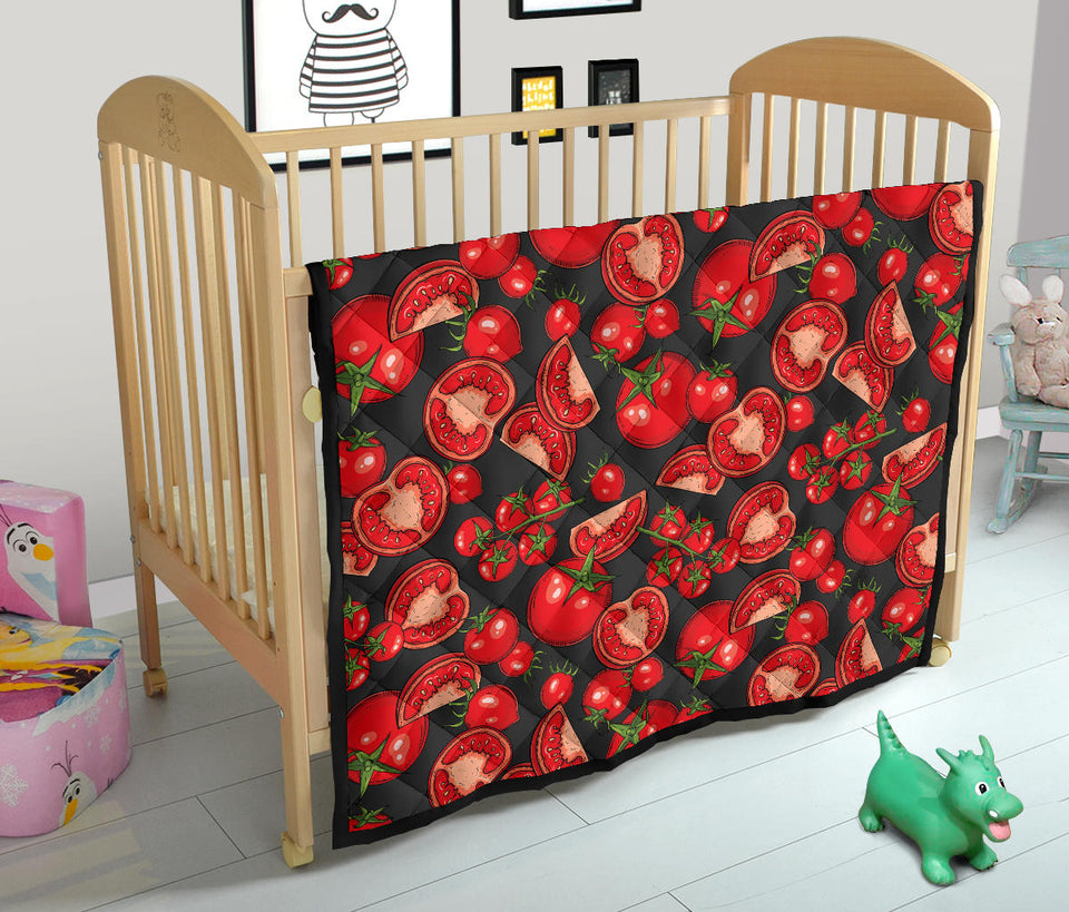 Tomato Black Background Premium Quilt
