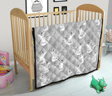 White Swan Gray Background Premium Quilt