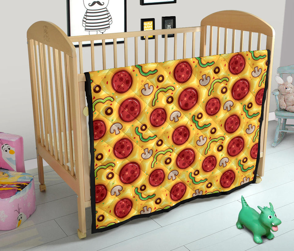 Pizza Texture Pattern Premium Quilt