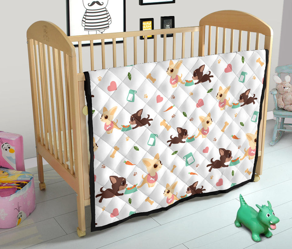 Cute Chihuahua Puppie Pattern Premium Quilt