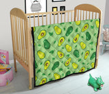 Avocado Pattern Green Background Premium Quilt