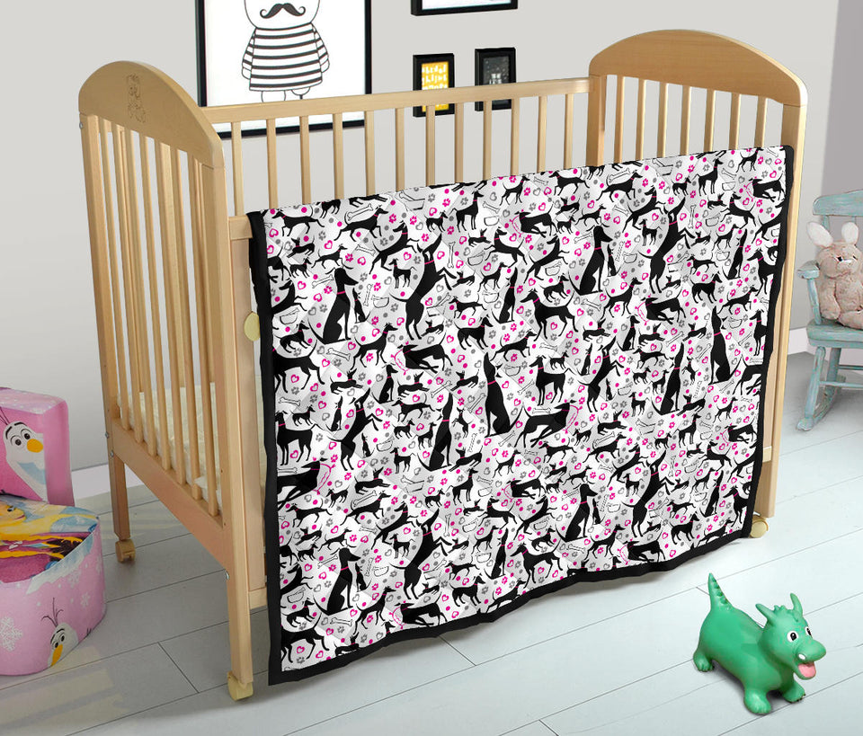 Greyhound Pattern Print Design 02 Premium Quilt