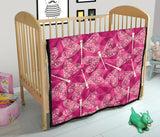 Beautiful Dragonfly Pink Background Premium Quilt