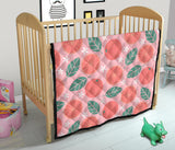 Grapefruit Leaves Flower Pink Background Premium Quilt