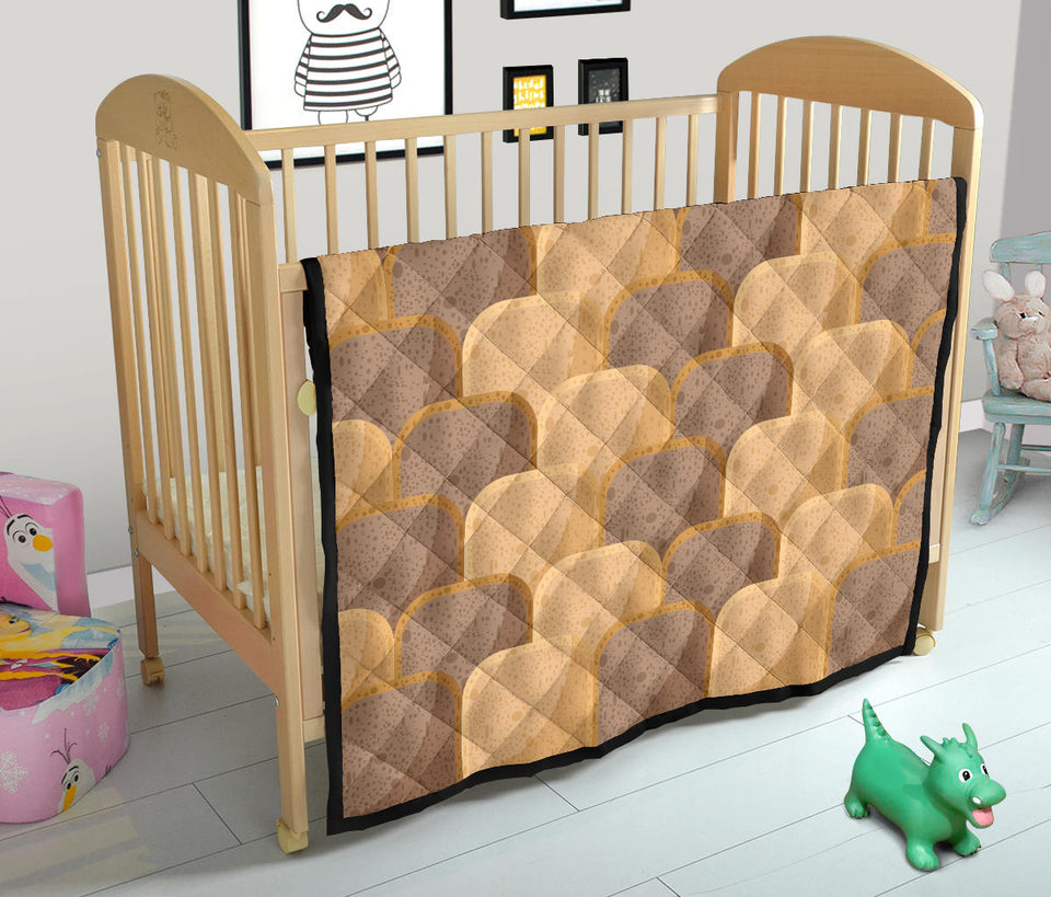 Bread Toast Pattern Print Design 04 Premium Quilt