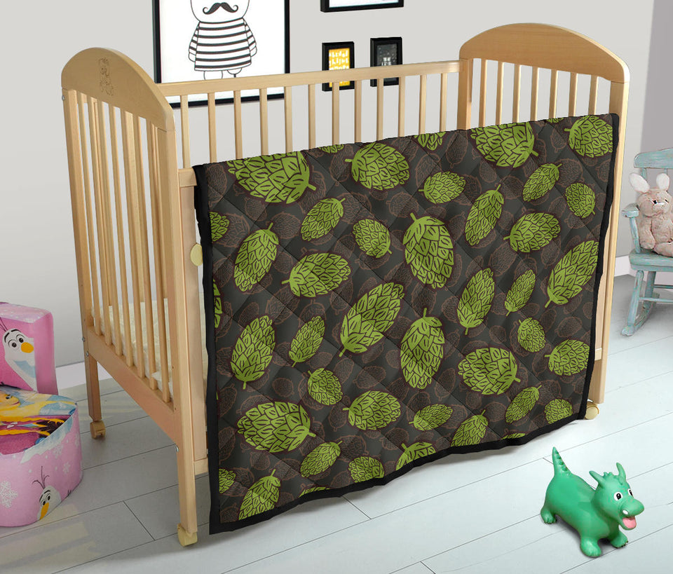 Hop Pattern Black Background Premium Quilt