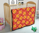 Oranges Pattern Red Background Premium Quilt