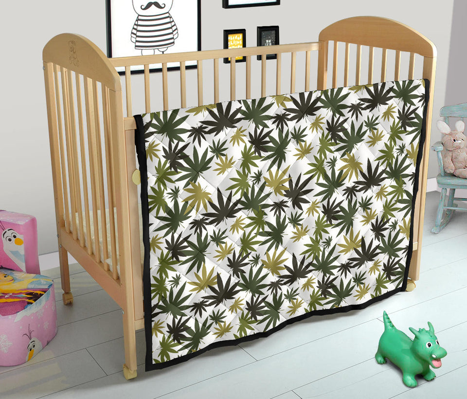 Canabis Marijuana Weed Pattern Print Design 05 Premium Quilt