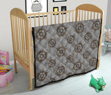 Nautical Wood Steering Wheel Pattern Premium Quilt