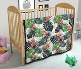 Heliconia Flowers, Palm And Monstera Leaves Premium Quilt