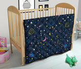Space Pattern With Planets, Comets, Constellations And Stars Premium Quilt
