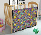 Cute Yellow Monkey Leaves Pattern Premium Quilt
