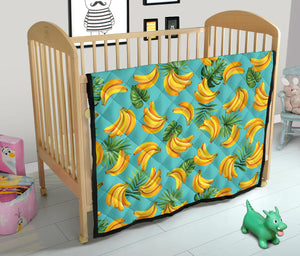 Banana Palm Leaves Pattern Background Premium Quilt