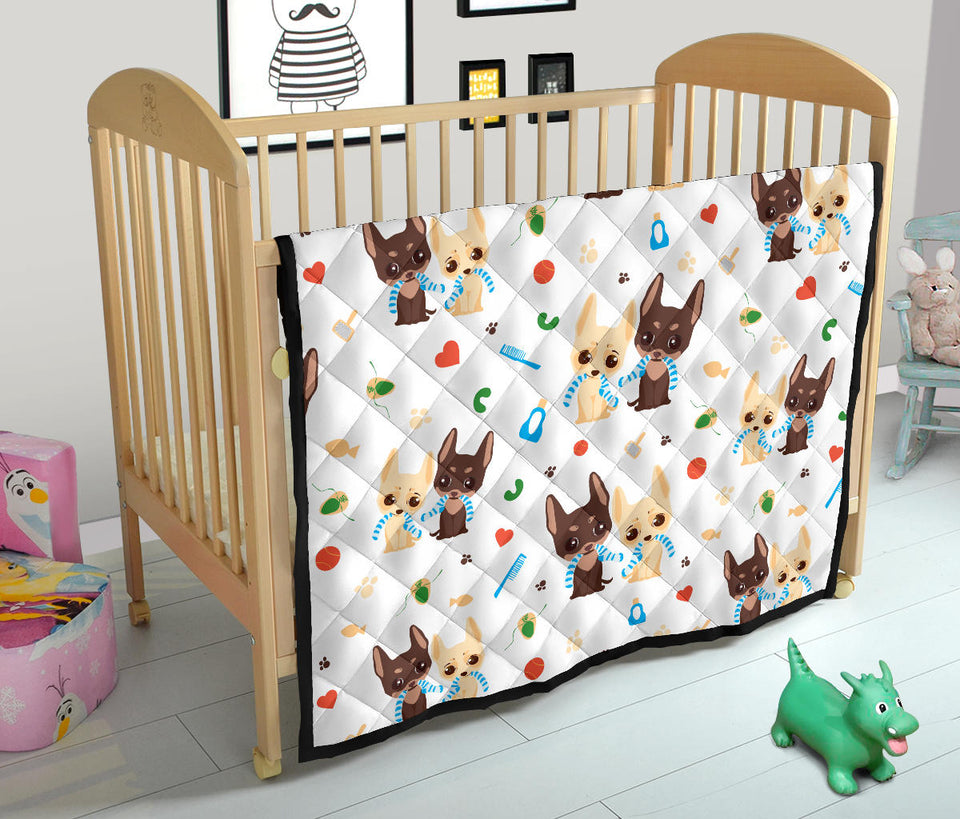 Cute Chihuahua Dog Pattern Premium Quilt