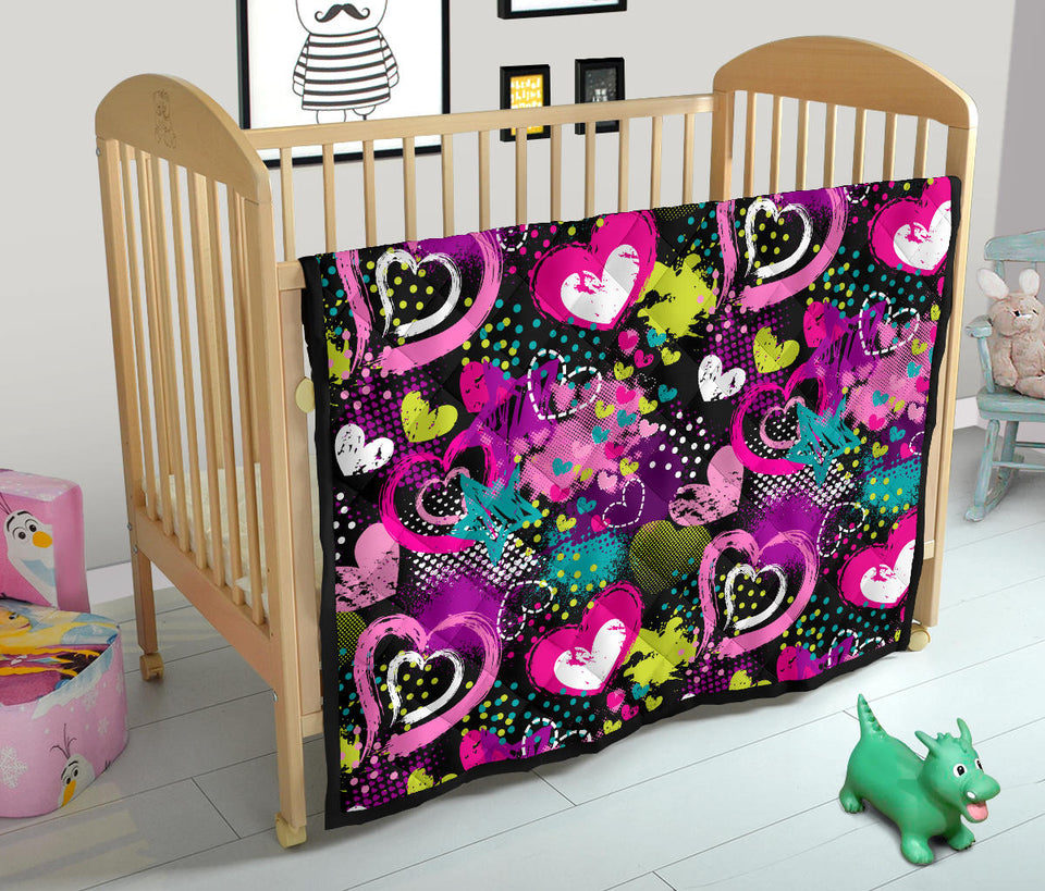 Heart Dot Wave Star Creative Design Pattern Premium Quilt