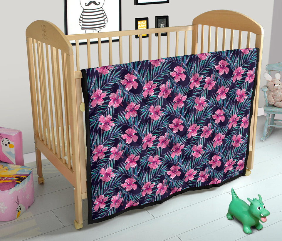 Hibiscus Pattern Print Design 05 Premium Quilt