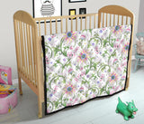 Beautiful Pink Lotus Waterlily Leaves Pattern Premium Quilt