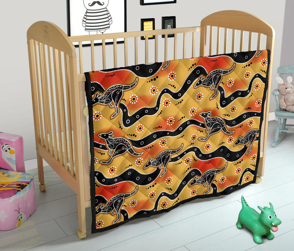 Kangaroo Australian Aboriginal Art Pattern Premium Quilt