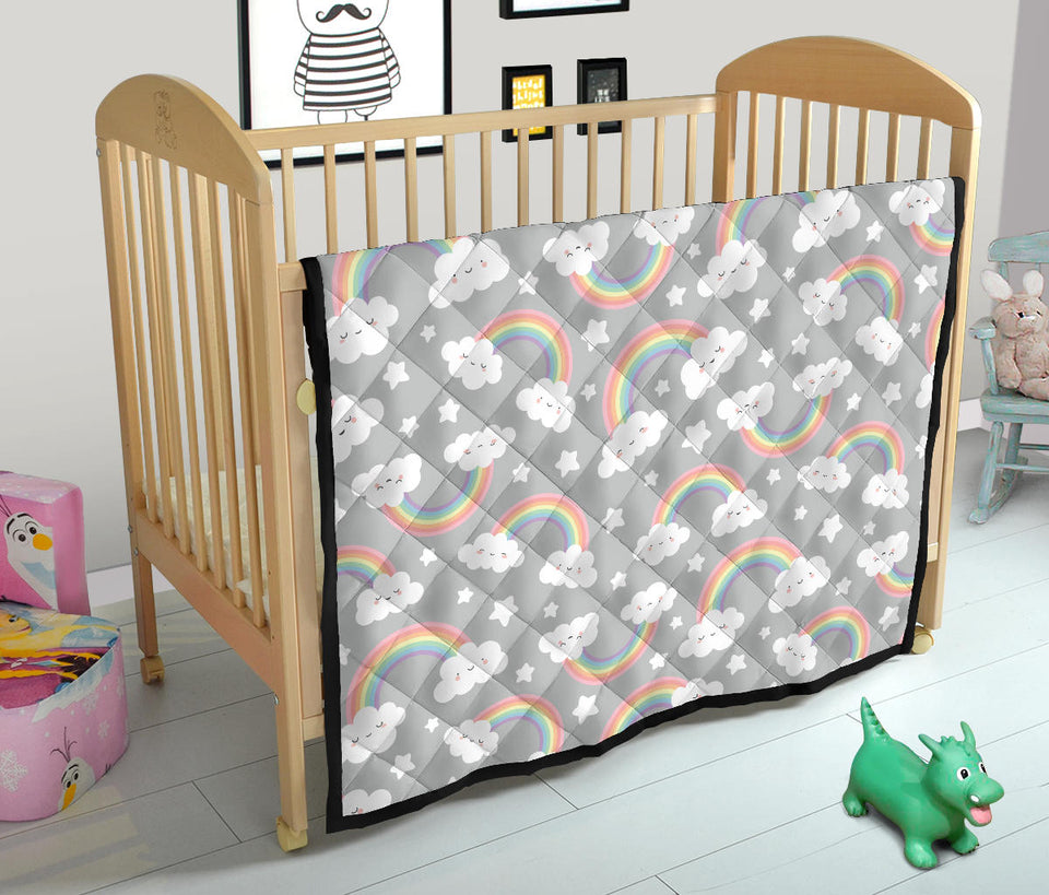 Cute Rainbow Clound Star Pattern Premium Quilt