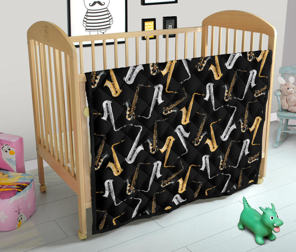 Saxophone Design Pattern Premium Quilt
