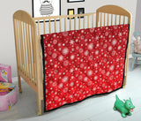 Snowflake Pattern Red Background Premium Quilt