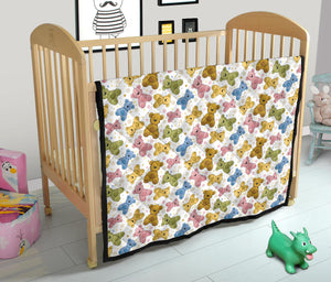 Teddy Bear Pattern Print Design 01 Premium Quilt