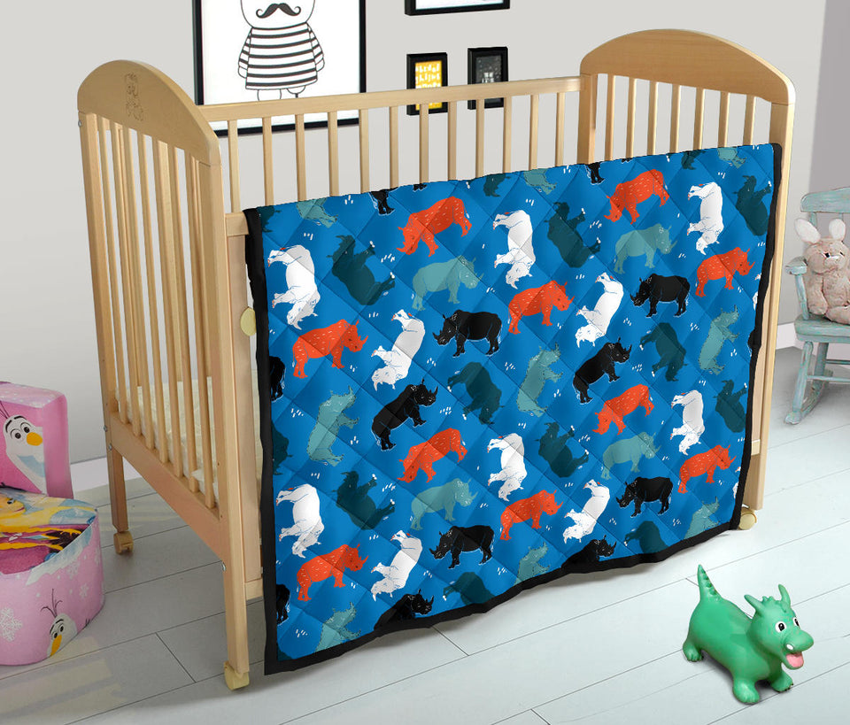 Colorful Rhino Pattern Premium Quilt