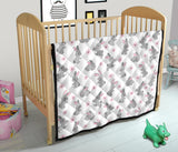 Watercolor Cute Rabbit Pattern Premium Quilt.