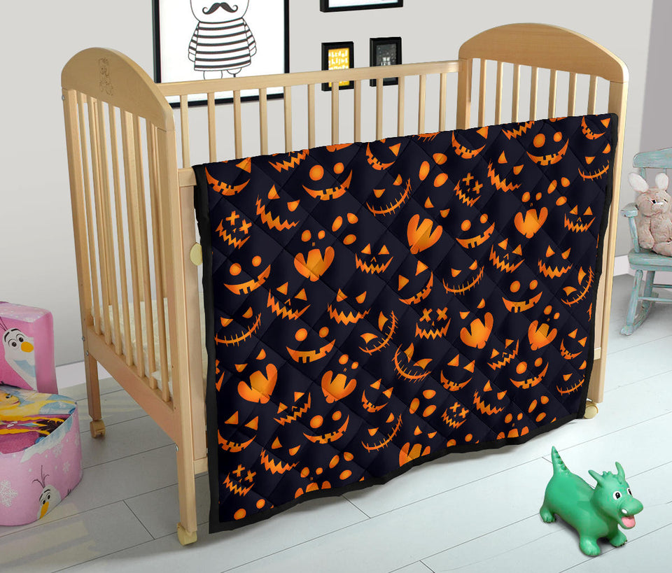 Halloween Pattern Pumpkin Background Premium Quilt
