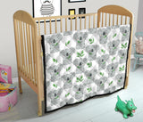 Hand Drawn Koala Leaves Pattern Premium Quilt