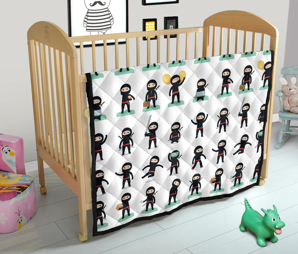Cute Ninja Katana Sword Pattern Premium Quilt