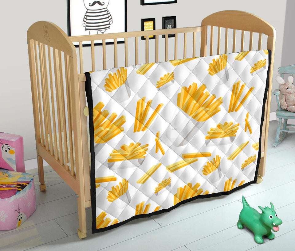 French Fries White Paper Box Pattern Premium Quilt