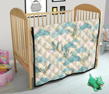 Bonsai Bamboo Stork Japanese Pattern Cream Theme Premium Quilt