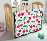 Cherry Pattern White Background Premium Quilt