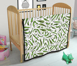 Hand Drawn Sketch Style Green Chili Peppers Pattern Premium Quilt