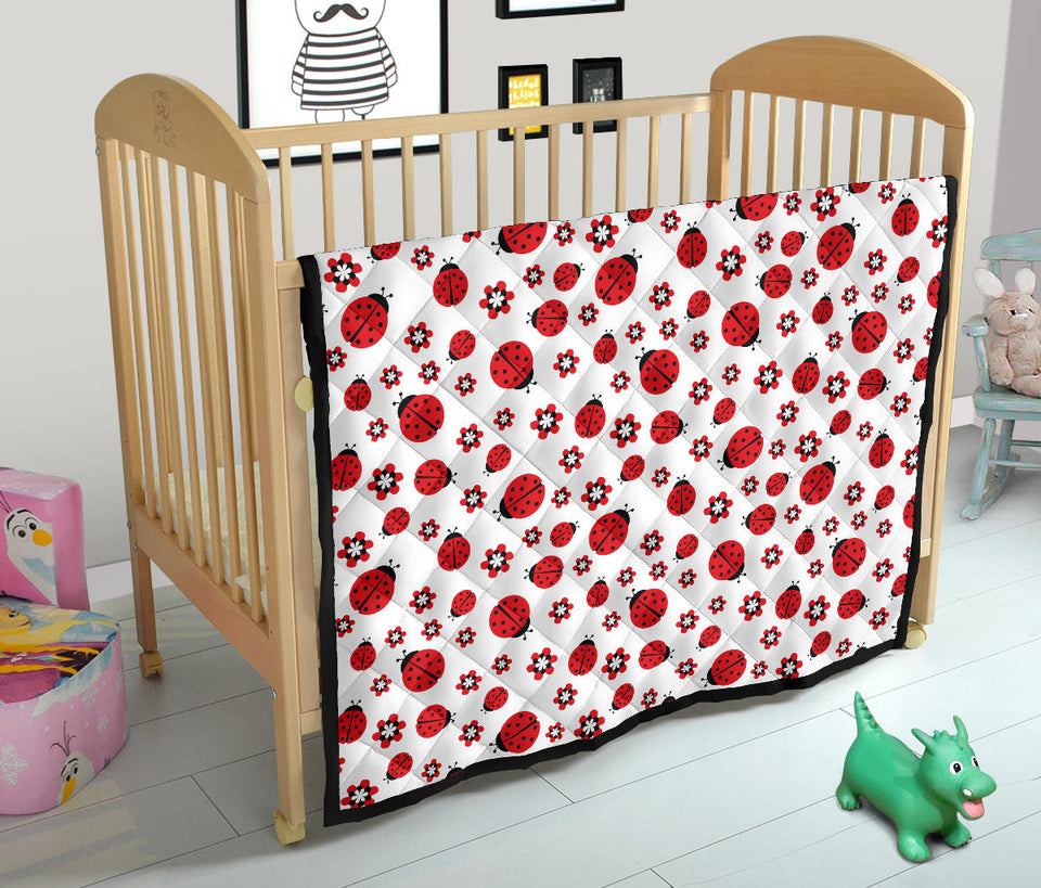 Ladybug Pattern Print Design 04 Premium Quilt