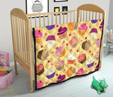 Cake Cupcake Heart Cherry Pattern Premium Quilt