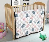 Black Gray Cream Coral Ginkgo Leaves Pattern Premium Quilt