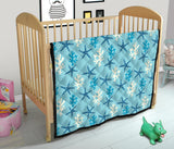 Blue Starfish Coral Reef Pattern Premium Quilt