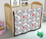 Cute Polar Bear Christmas Snow Pattern Premium Quilt