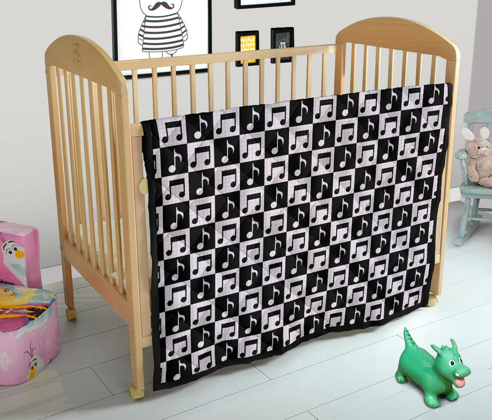 Music Notes Pattern Print Design 01 Premium Quilt