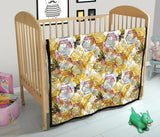 Cool Bee Honeycomb Leaves Pattern Premium Quilt