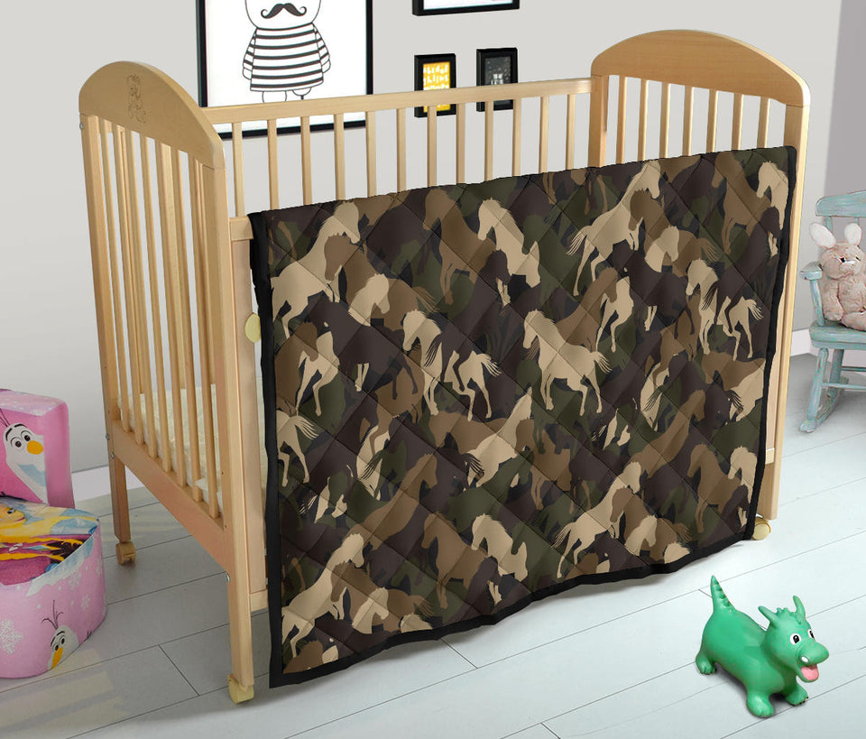Horse Camo Camouflage Pattern Premium Quilt.
