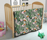 Toucan Tropical Green Jungle Palm Pattern Premium Quilt
