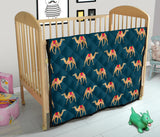 Camel Pattern Blue Blackground Premium Quilt