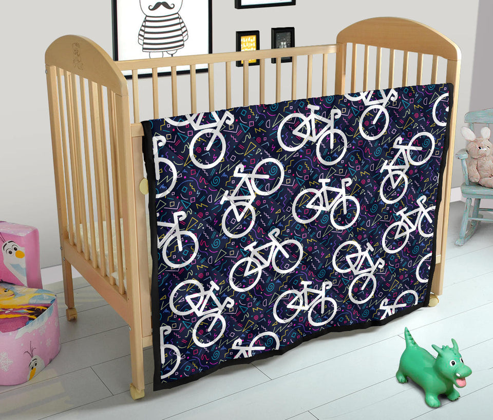 Bicycle Pattern Print Design 03 Premium Quilt