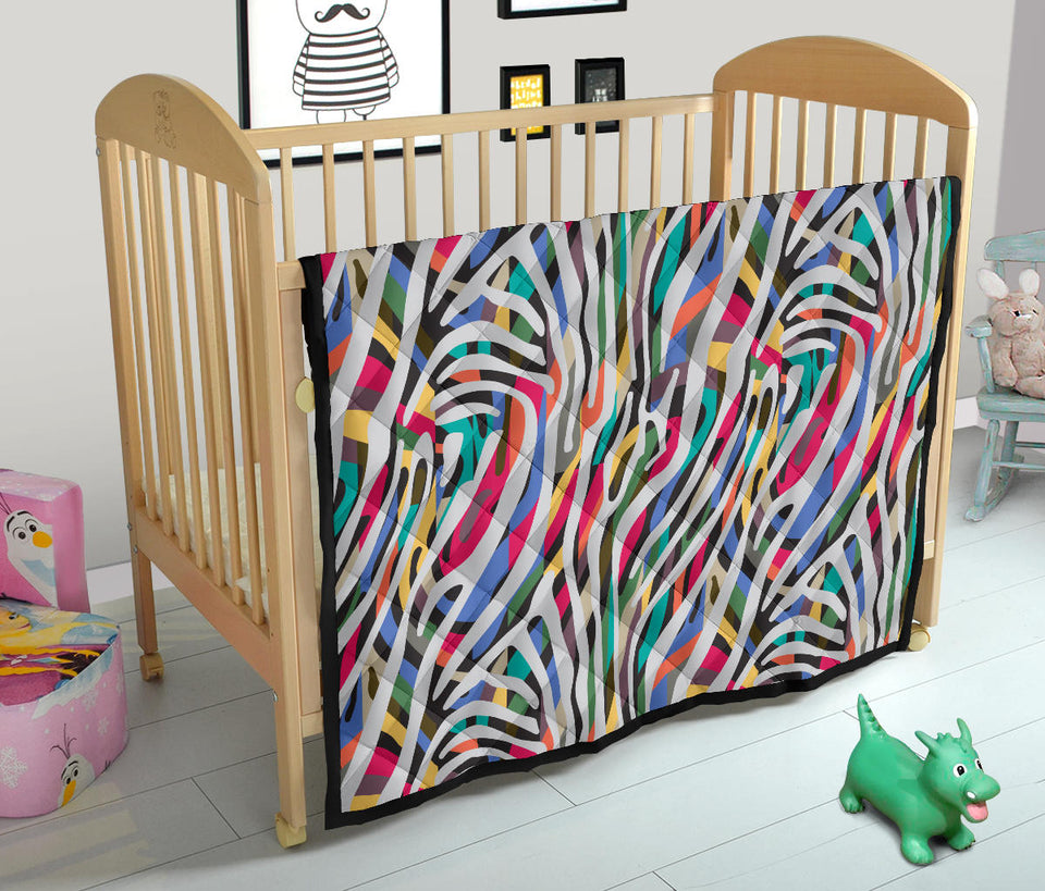 Colorful Zebra Skin Pattern Premium Quilt