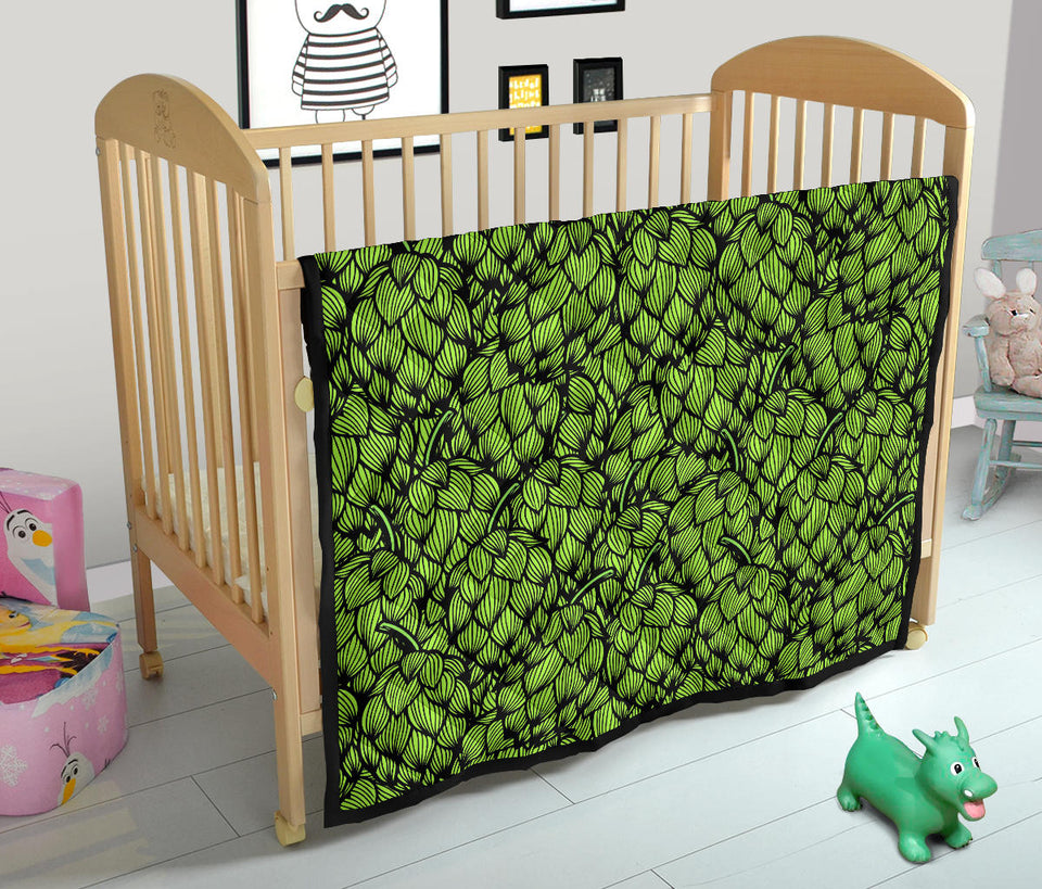 Green Hop Pattern Premium Quilt